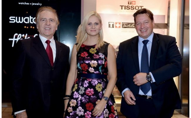 Francois Thi baud (Prezydent Marki Tissot), Agnieszka £awniczak – Czajkowska (Brand Manager Tissot w Warszawie), Gael Vallade (Swatch Group Multibrands Retail),